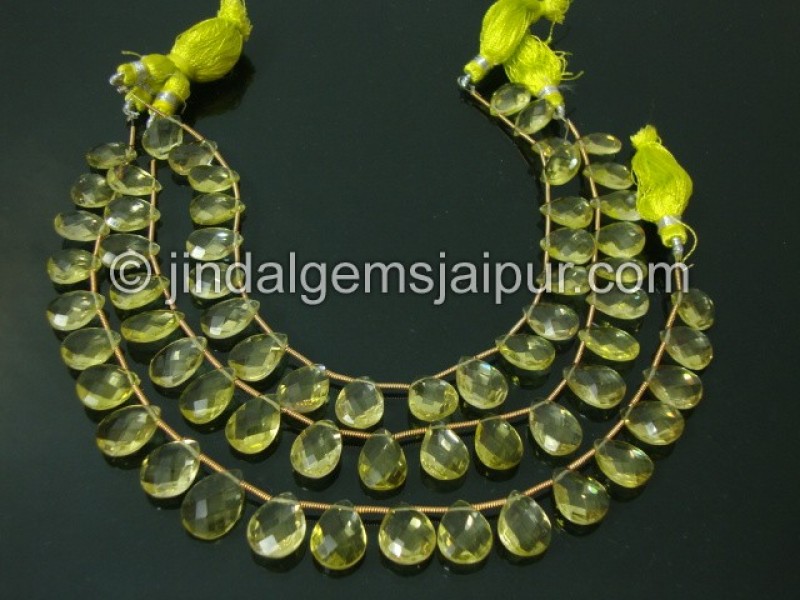 Lemon Quartz Faceted Pear Shape Beads
